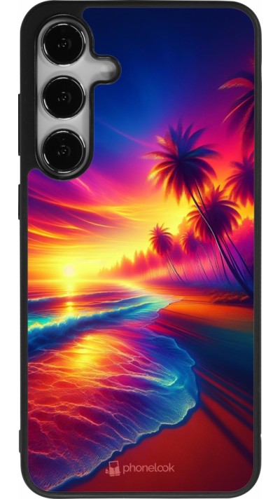 Samsung Galaxy S25+ Case Hülle - Silikon schwarz Strand Sonnenuntergang auffällig
