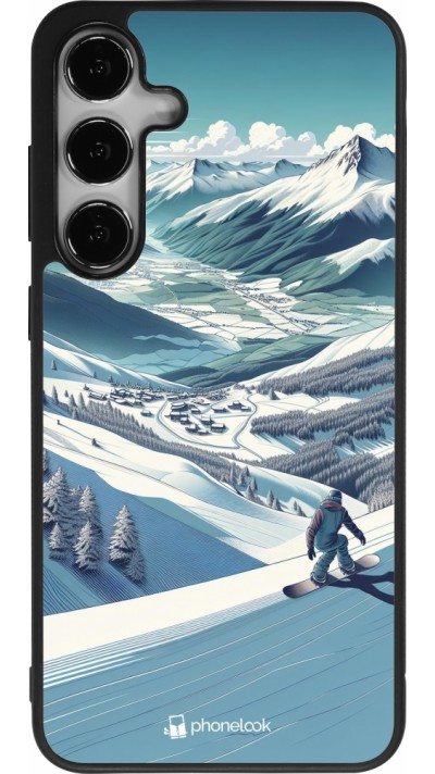 Samsung Galaxy S25+ Case Hülle - Silikon schwarz Snowboarder Berg
