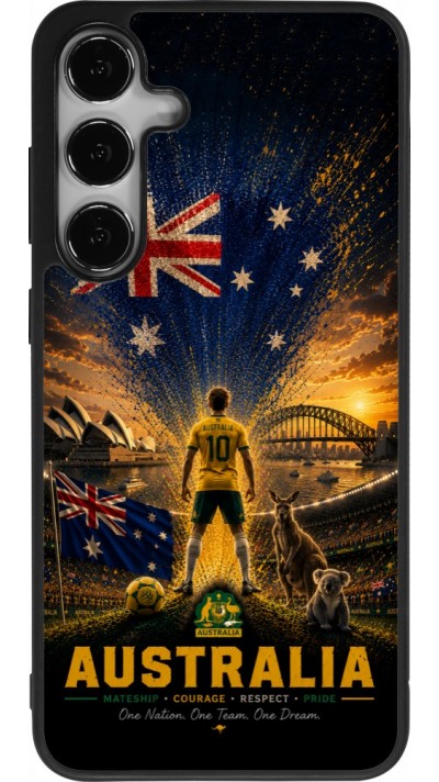 Samsung Galaxy S25+ Case Hülle - Silikon schwarz Fussball Australien splash 2026