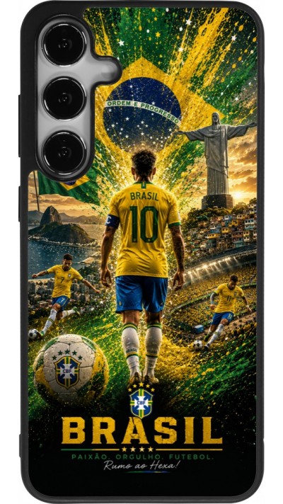 Samsung Galaxy S25+ Case Hülle - Silikon schwarz Fussball Brasilien splash 2026