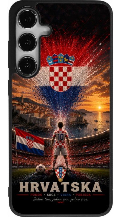 Samsung Galaxy S25+ Case Hülle - Silikon schwarz Fussball Kroatien splash 2026