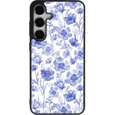 Coque Samsung Galaxy S25+ - Silicone rigide noir Spring 23 watercolor blue flowers