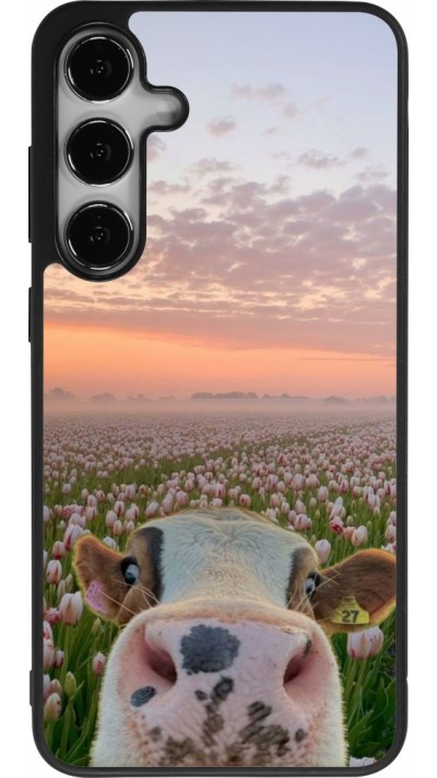 Samsung Galaxy S25+ Case Hülle - Silikon schwarz Cow with tulips 2026