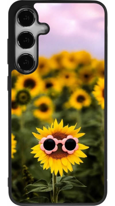 Samsung Galaxy S25+ Case Hülle - Silikon schwarz Sunflower with glasses 2026