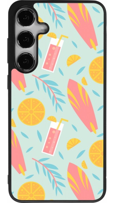 Samsung Galaxy S25+ Case Hülle - Silikon schwarz Summer 2025 Pattern citron