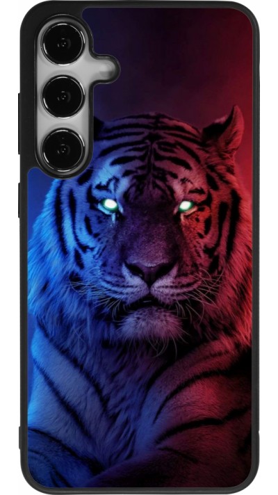 Coque Samsung Galaxy S25+ - Silicone rigide noir Tiger Blue Red