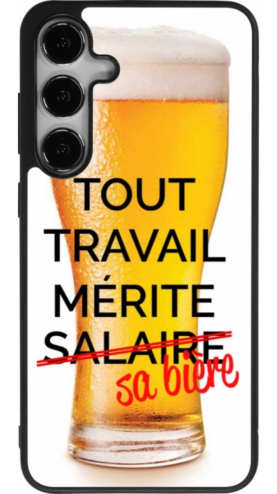 Coque Samsung Galaxy S25+ - Silicone rigide noir Tout travail mérite sa bière