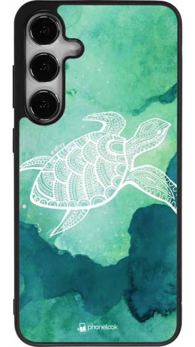 Coque Samsung Galaxy S25+ - Silicone rigide noir Turtle Aztec Watercolor
