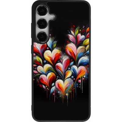 Samsung Galaxy S25+ Case Hülle - Silikon schwarz Valentin 2024 Schwarzes Herz Abstrakt