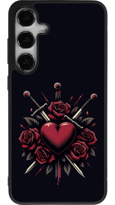 Coque Samsung Galaxy S25+ - Silicone rigide noir Valentine 2024 gothic love