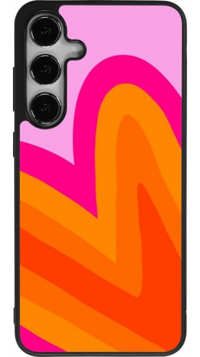 Coque Samsung Galaxy S25+ - Silicone rigide noir Valentine 2024 heart gradient