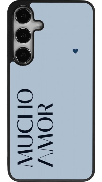 Coque Samsung Galaxy S25+ - Silicone rigide noir Valentine 2024 mucho amor azul