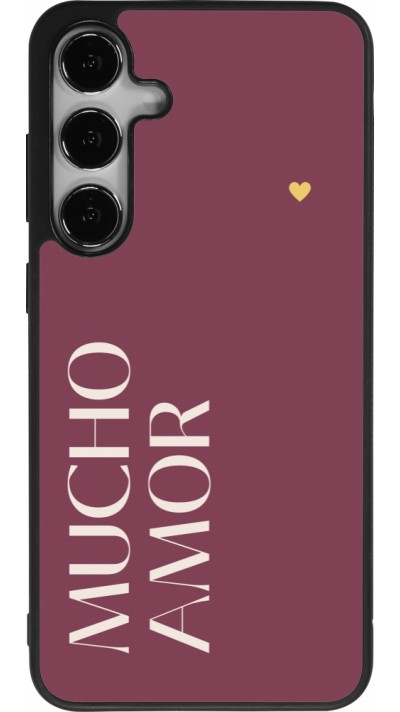 Coque Samsung Galaxy S25+ - Silicone rigide noir Valentine 2024 mucho amor rosado
