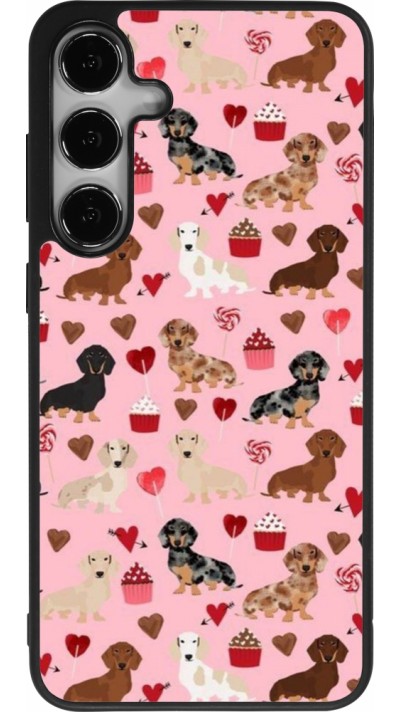 Coque Samsung Galaxy S25+ - Silicone rigide noir Valentine 2024 puppy love