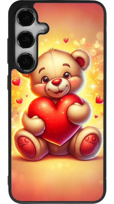 Coque Samsung Galaxy S25+ - Silicone rigide noir Valentine 2024 Teddy love