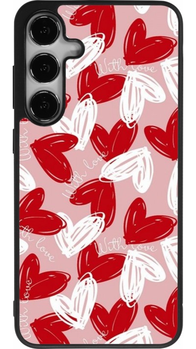 Coque Samsung Galaxy S25+ - Silicone rigide noir Valentine 2024 with love heart