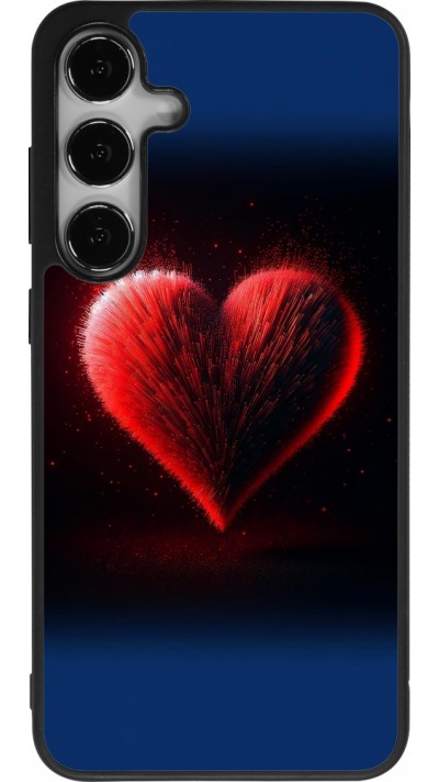 Coque Samsung Galaxy S25+ - Silicone rigide noir Valentine 2025 coeur rouge