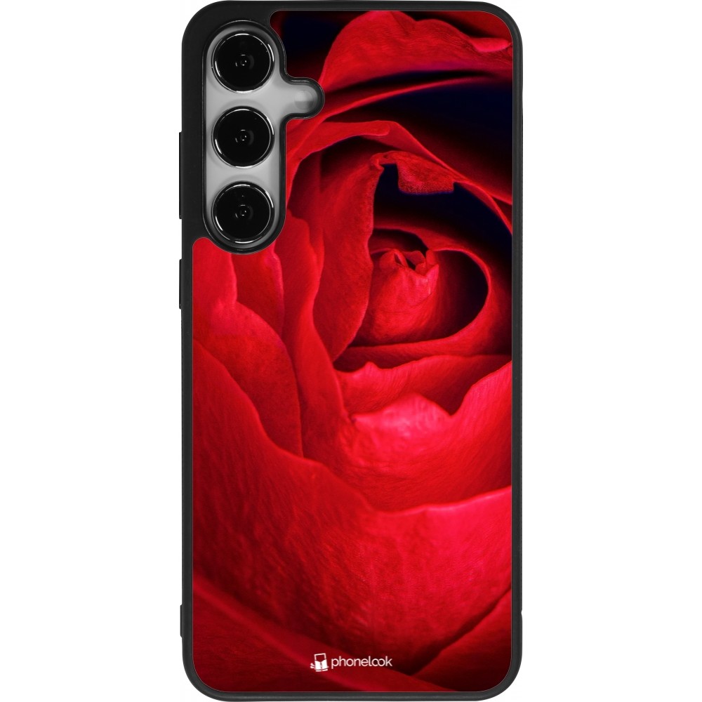 Samsung Galaxy S25+ Case Hülle - Silikon schwarz Valentine 2022 Rose