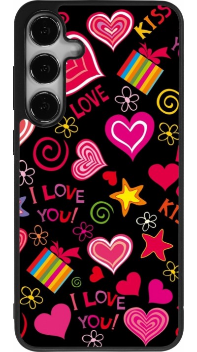 Coque Samsung Galaxy S25+ - Silicone rigide noir Valentine 2023 love symbols