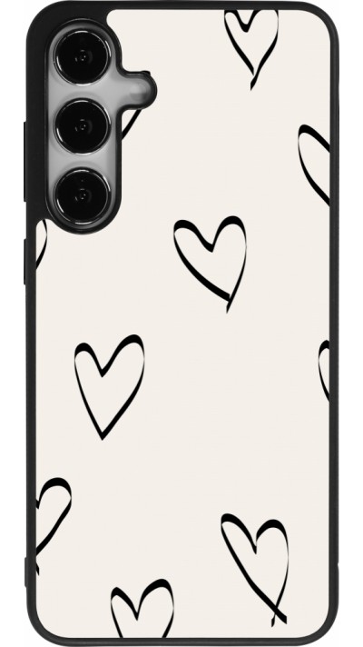 Coque Samsung Galaxy S25+ - Silicone rigide noir Valentine 2023 minimalist hearts