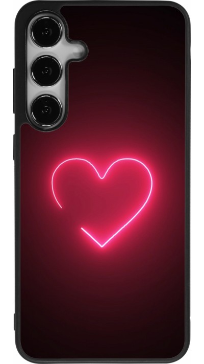 Coque Samsung Galaxy S25+ - Silicone rigide noir Valentine 2023 single neon heart