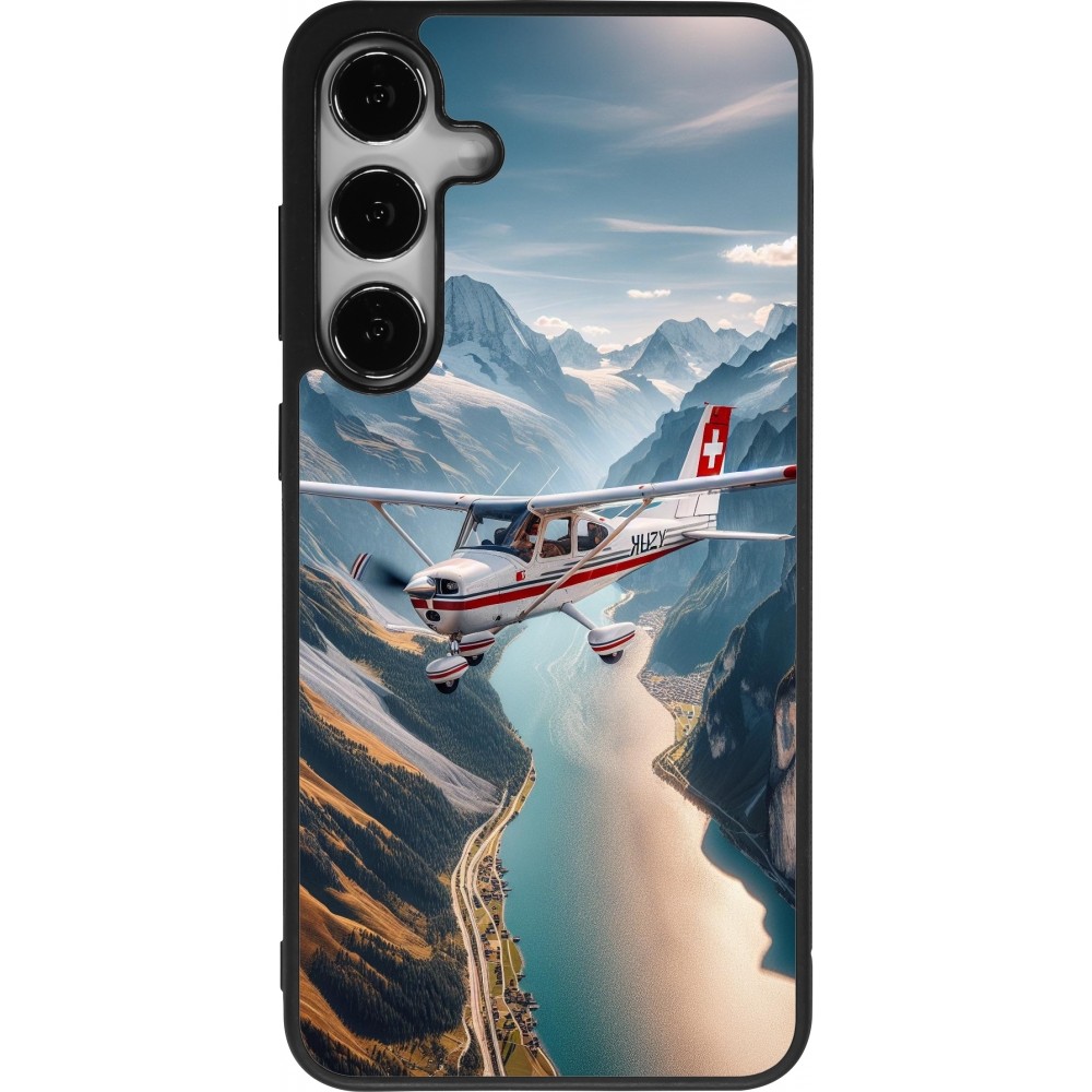 Samsung Galaxy S25+ Case Hülle - Silikon schwarz Schweizer Alpenflug