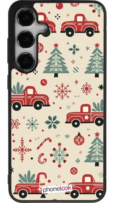 Samsung Galaxy S25+ Case Hülle - Silikon schwarz Weihnachten 2024 Lkw Tanne