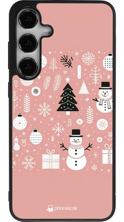 Samsung Galaxy S25+ Case Hülle - Silikon schwarz Weihnachten 2024 Rose Schneemann Weihnachten