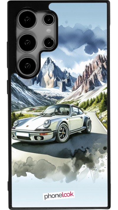 Samsung Galaxy S25 Ultra Case Hülle - Silikon schwarz Porsche 911 Berg Aquarell