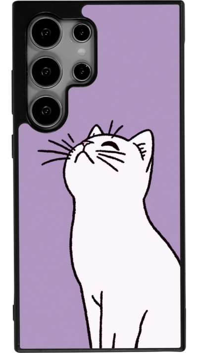 Samsung Galaxy S25 Ultra Case Hülle - Silikon schwarz Chat auf lila Hintergrund