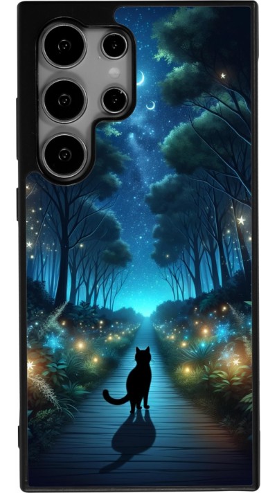 Samsung Galaxy S25 Ultra Case Hülle - Silikon schwarz Schwarze Katze Spaziergang