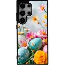 Samsung Galaxy S25 Ultra Case Hülle - Silikon schwarz Easter 2026 Eggs with flowers