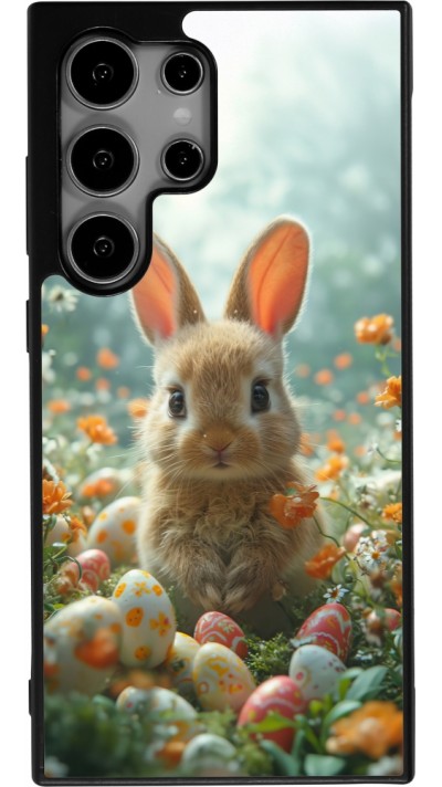 Samsung Galaxy S25 Ultra Case Hülle - Silikon schwarz Easter 2026 Rabbit in the garden