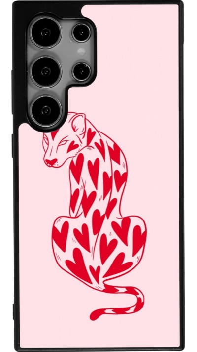 Samsung Galaxy S25 Ultra Case Hülle - Silikon schwarz Leopard with hearts 2026