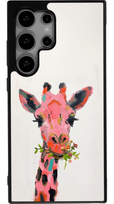 Samsung Galaxy S25 Ultra Case Hülle - Silikon schwarz Pink Girafe Paint