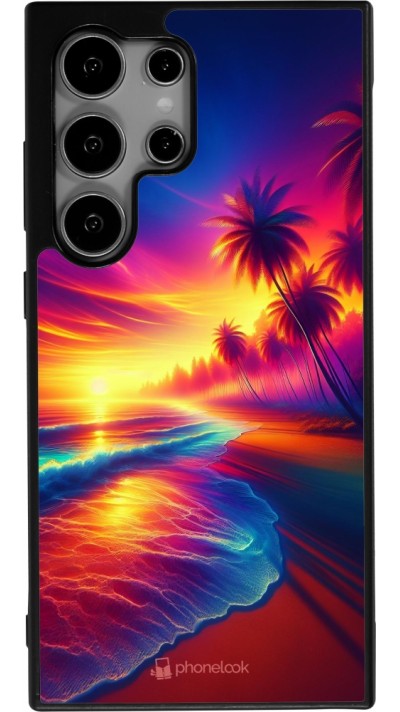 Samsung Galaxy S25 Ultra Case Hülle - Silikon schwarz Strand Sonnenuntergang auffällig