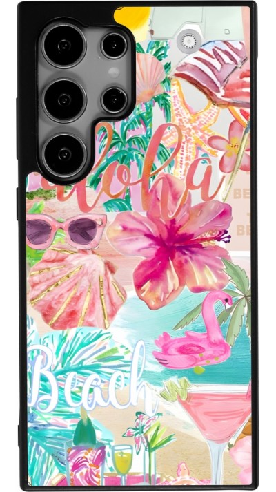 Samsung Galaxy S25 Ultra Case Hülle - Silikon schwarz Preppy Collage Aloha