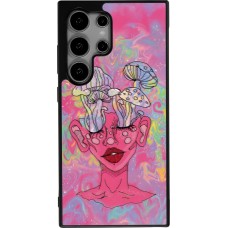 Samsung Galaxy S25 Ultra Case Hülle - Silikon schwarz Psychedelic pink mushroom