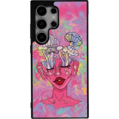 Samsung Galaxy S25 Ultra Case Hülle - Silikon schwarz Psychedelic pink mushroom