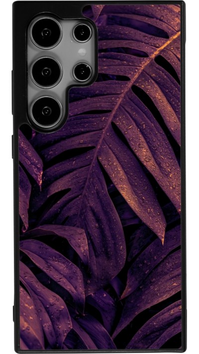 Samsung Galaxy S25 Ultra Case Hülle - Silikon schwarz Purple Light Leaves