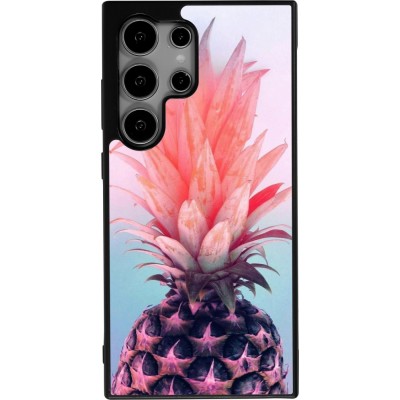 Samsung Galaxy S25 Ultra Case Hülle - Silikon schwarz Purple Pink Pineapple