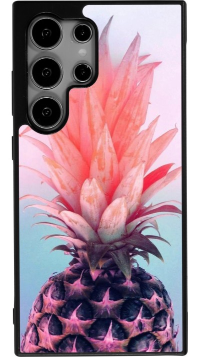 Samsung Galaxy S25 Ultra Case Hülle - Silikon schwarz Purple Pink Pineapple
