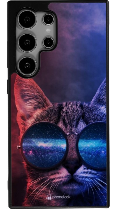 Samsung Galaxy S25 Ultra Case Hülle - Silikon schwarz Red Blue Cat Glasses