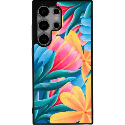 Samsung Galaxy S25 Ultra Case Hülle - Silikon schwarz Spring 23 colorful flowers
