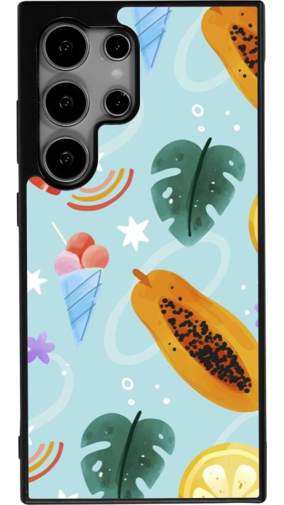 Samsung Galaxy S25 Ultra Case Hülle - Silikon schwarz Summer 2025 Pattern papaya