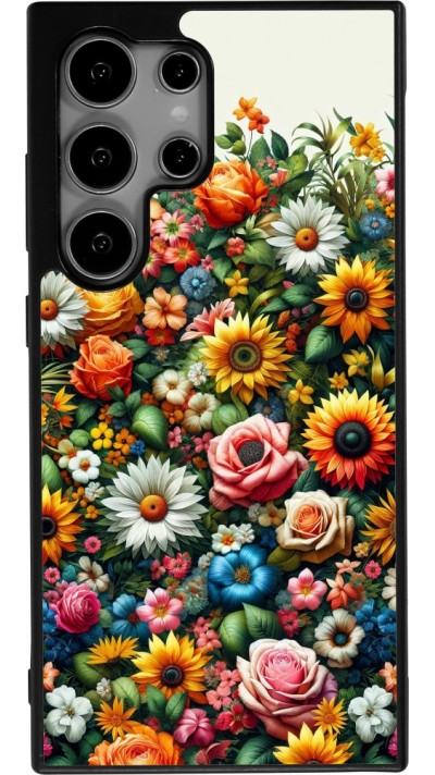 Samsung Galaxy S25 Ultra Case Hülle - Silikon schwarz Sommer Blumenmuster