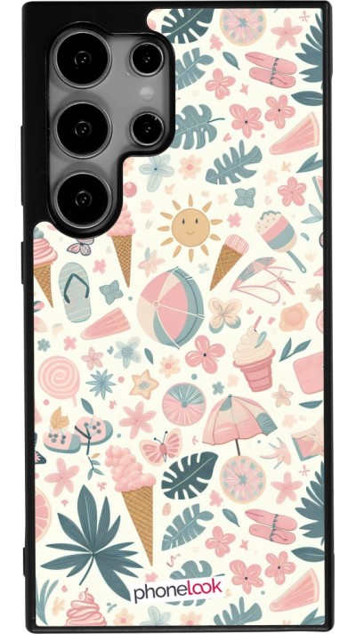 Samsung Galaxy S25 Ultra Case Hülle - Silikon schwarz Sommer Pink Muster