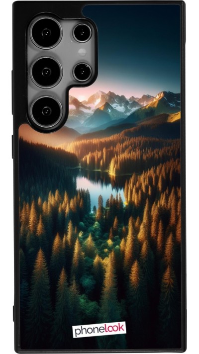Samsung Galaxy S25 Ultra Case Hülle - Silikon schwarz Sonnenuntergang Waldsee
