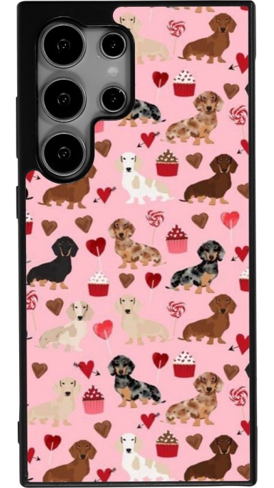 Samsung Galaxy S25 Ultra Case Hülle - Silikon schwarz Valentine 2024 puppy love