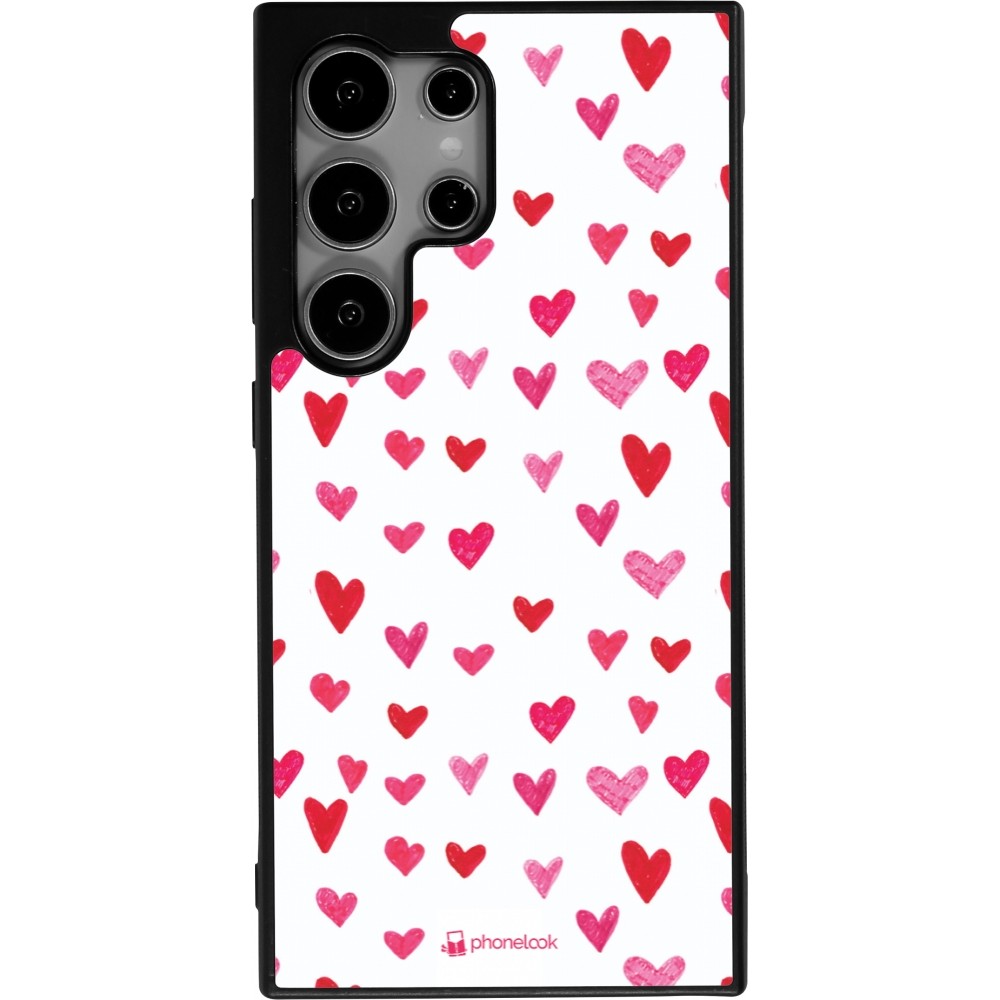 Samsung Galaxy S25 Ultra Case Hülle - Silikon schwarz Valentine 2022 Many pink hearts